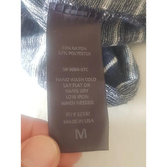 Coin 1804 Womens Blouse Sz Medium Striped Bell Sleeve Tie Front V Neck Ruffle - Picture 11 of 15